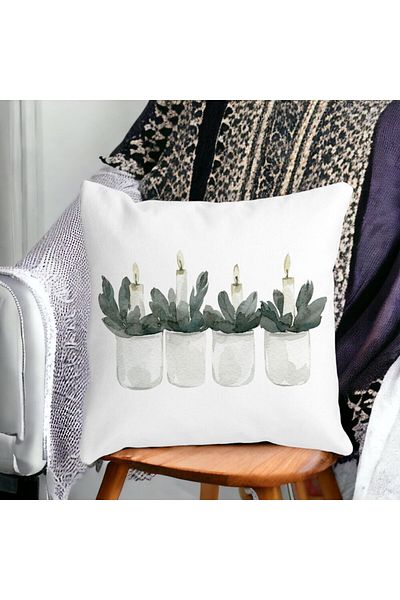 BEKZ Christmas Themed Pillowcase, Candles, 3, 40x40 Cm, White, Matte