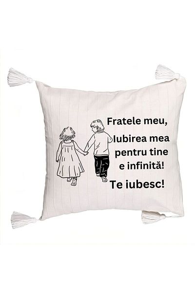 BEKZ Fringed Pillowcase My Brother 5, 45x45 cm, With zipper