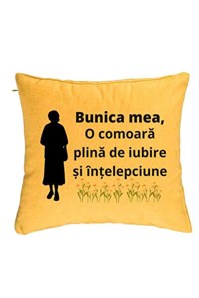 BEKZ Perna Decorativa pentru Bunica 17, 40x40 cm, Galben, Husa Detasabila, Bu...