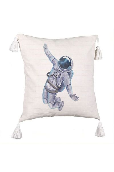 BEKZ Fringed Pillowcase, On the Moon Model, 45x45 cm, Ecru, With zipper