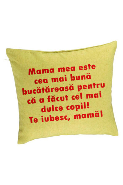 BEKZ Față de pernă, model pentru mama te iubesc 6, 40x40 cm, verde