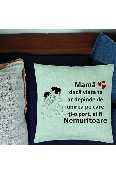 BEKZ Perna Decorativa, Model pentru Mama 5, 40x40 cm, Verde Menta, Husa Detasabila, Burduf
