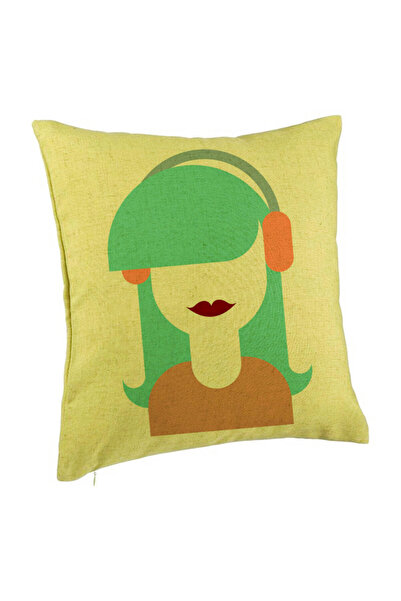 BEKZ Perna Decorativa, Model Seen, 40x40 cm, Verde, Husa Detasabila, Burduf