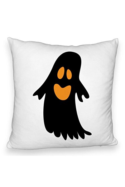BEKZ Perna Decorativa Fluffy cu motiv Fantoma de Halloween 2, 40x40 cm, Alba,...