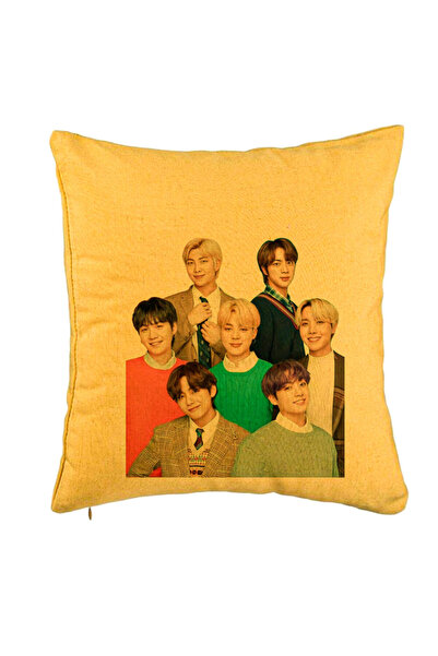 BEKZ Față de pernă BTS Army cu semnături, 40x40 cm, galbenă