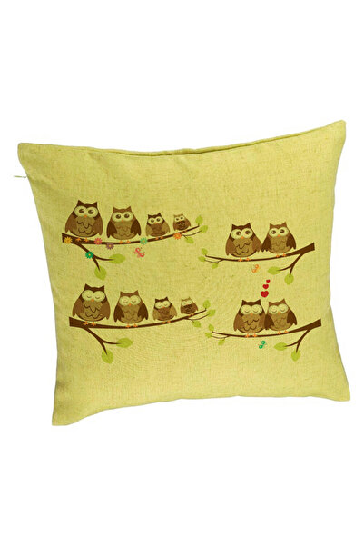 BEKZ Față de pernă, model bufniță, 40x40 cm, verde