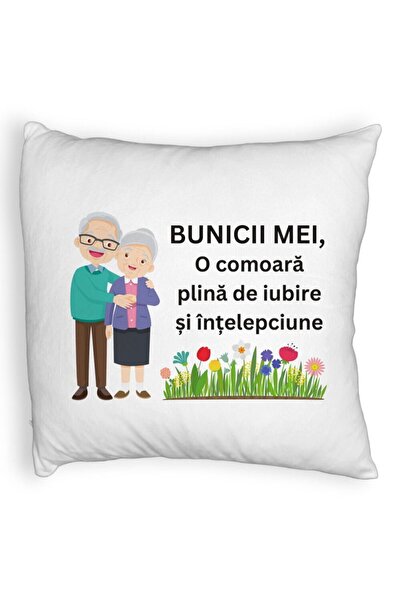 BEKZ Perna Decorativa Fluffy, pentru Bunici 4, 40x40 cm, Alba, Husa Detasabila, Burduf
