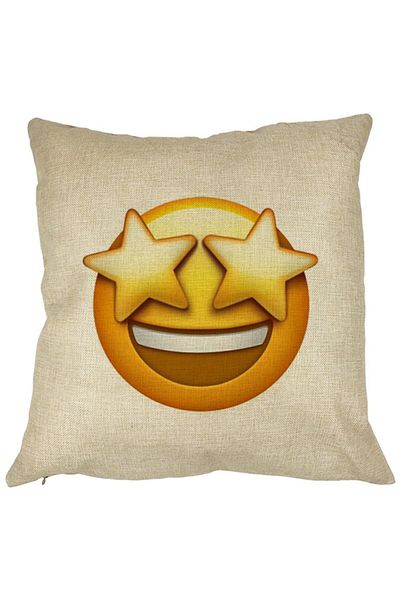 BEKZ Perna Decorativa Patrata Emoji WOW, 40x40 cm, Husa Detasabila, Burduf