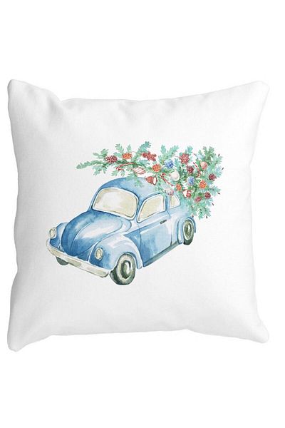 BEKZ Christmas Themed Decorative Pillow, 21, 40x40 cm, White, Matte, Removable Cover, Bellows