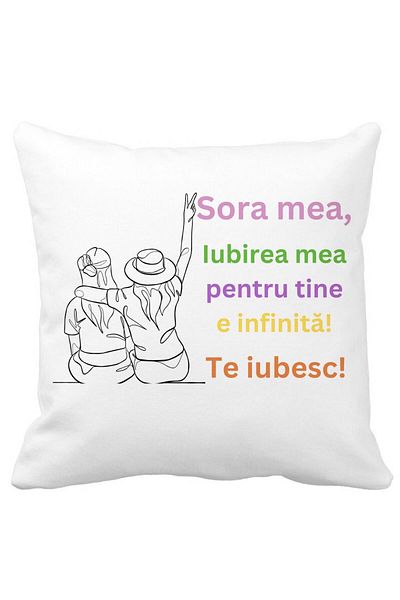 BEKZ Perna Decorativa Sora mea 9, 40x40 cm, Alba, Mata, Husa Detasabila, Burduf