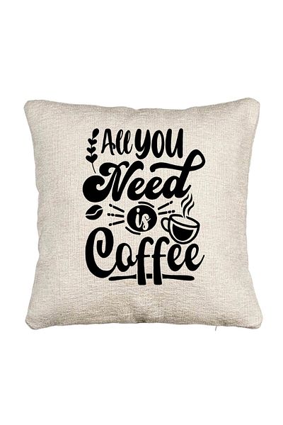 BEKZ Perna Decorativa Canapea, Model All You Need is Coffee, 40x40 cm, Cu fermoar