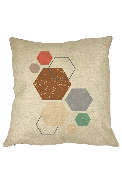 BEKZ Perna Decorativa Forme Geometrice 3, Multicolor 40x40 cm, Husa Detasabil...