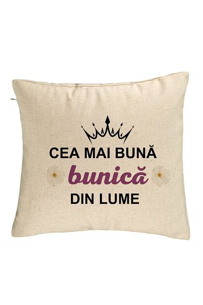 BEKZ Perna Decorativa pentru Bunica 11, 40x40 cm, Bej, Husa Detasabila, Burduf