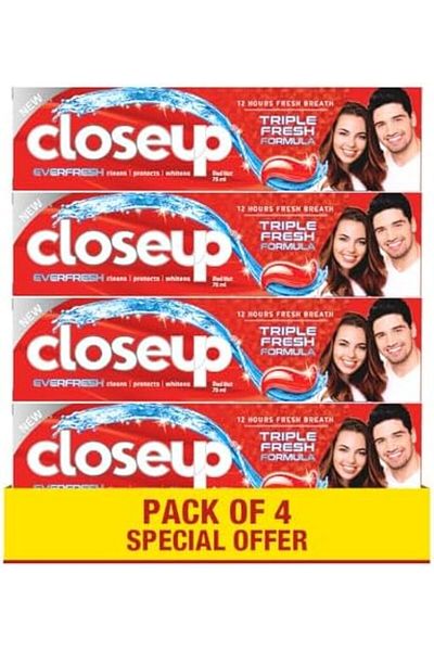 Closeup Close-Up Triple Fresh Gel Toothpaste for 12 Hours Fresh Breath, Red Hot Flavor with Antibacterial Mo