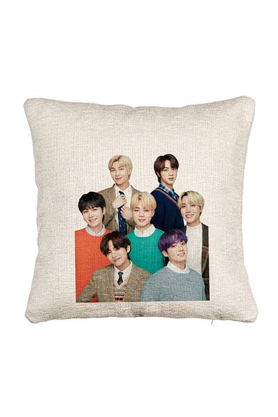 BEKZ Perna Decorativa Canapea BTS Army cu Semnaturi, 40x40 cm, Cu fermoar