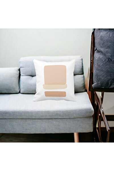 BEKZ Perna Decorativa Abstracta 2,40x40 cm, Alba, Mata, Husa Detasabila, Burduf