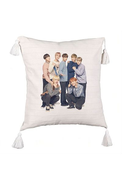 BEKZ BTS Army 11 Fringed Decorative Pillow, 45×45 cm, With zipper
