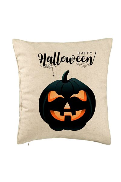 BEKZ Față de pernă cu motiv de dovleac de Halloween și text, 40x40 cm, bej