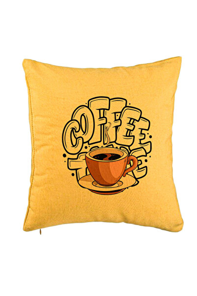 BEKZ Fata De Perna, Model Coffe Lover, 40x40 Cm, Galben, Husa Detasabila