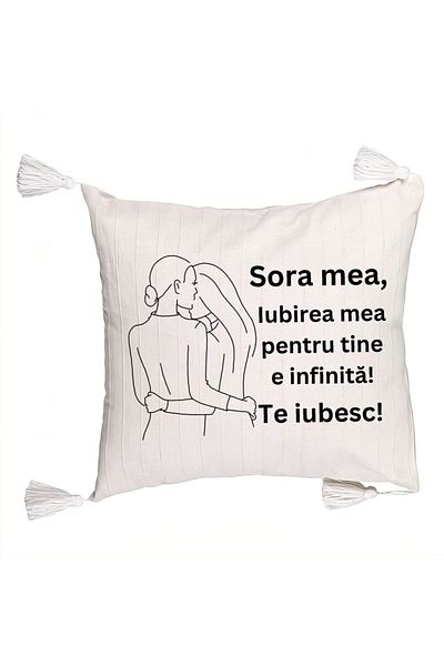 BEKZ Decorative Pillow with Fringes My Sister 10, 45x45 cm, With zipper