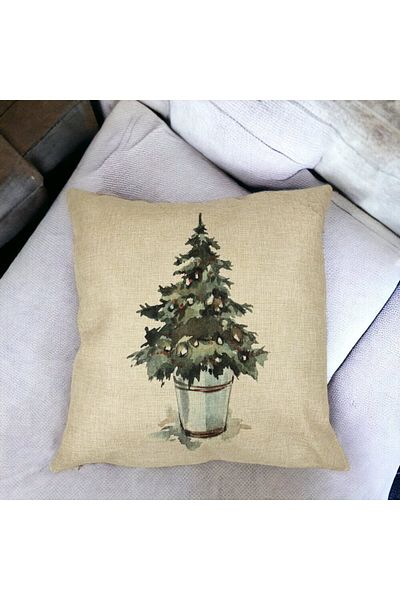 BEKZ Perna Decorativa cu tematica de Craciun, Brad 1, 40x40 cm, Husa Detasabila, Burduf