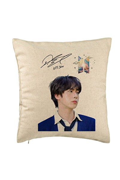 BEKZ BTS Jin 3 Decorative Pillow, 40x40 cm, Beige, Removable Cover, Bellows