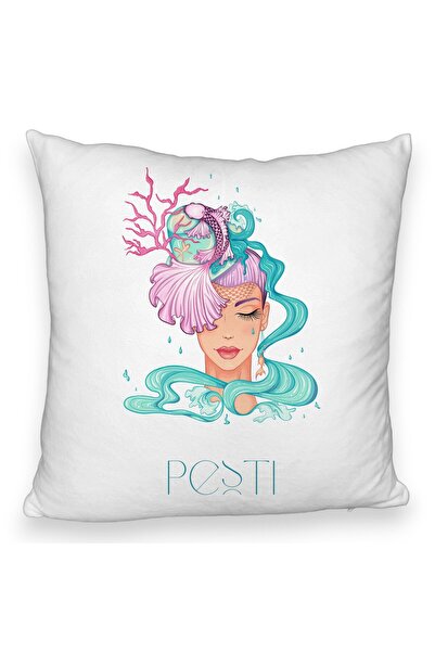 BEKZ Perna Decorativa Fluffy, Model Zodia Pesti, 40x40 cm, Alba, Husa Detasab...