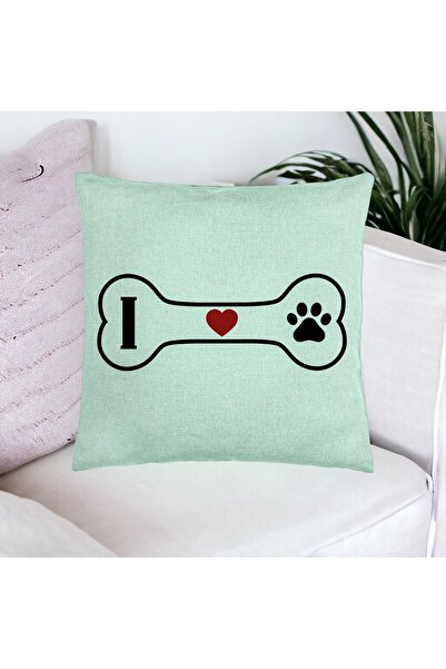 BEKZ Față de pernă, model I Love Doggos, 40x40 cm, verde mentă