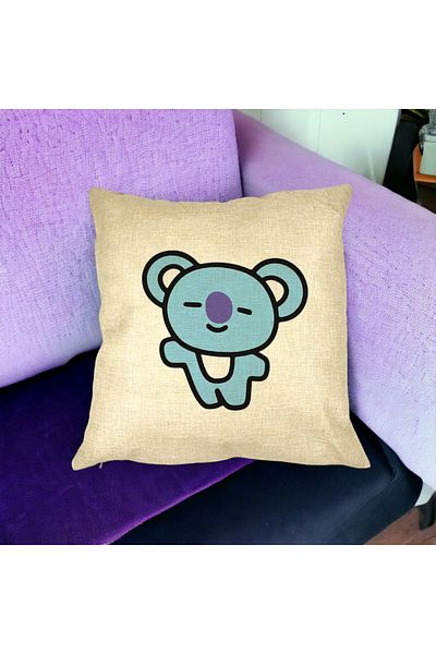 BEKZ Perna Decorativa Patrata Ursulet Koala, 40x40 cm, Husa Detasabila, Burduf