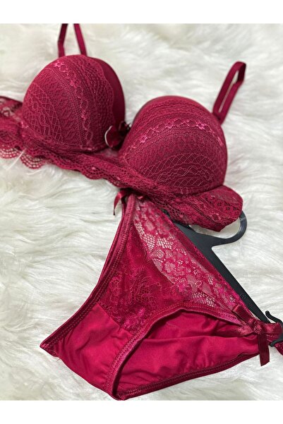 Elmas butik طقم حمالة صدر نسائية من الدانتيل والتول والخيط من بوتيك دايموند