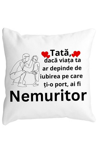 BEKZ Perna Decorativa pentru Tata 4,40x40 cm, Alba, Mata, Husa Detasabila, Burduf