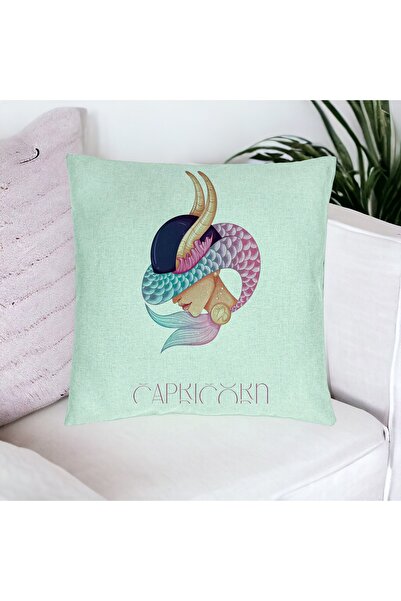 BEKZ Perna Decorativa, Model Zodia Capricorn, 40x40 cm, Verde Menta, Husa Det...