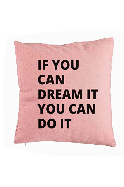 BEKZ Față de pernă, model „If You Can Dream It You Can Do It”, 40x40 cm, roz