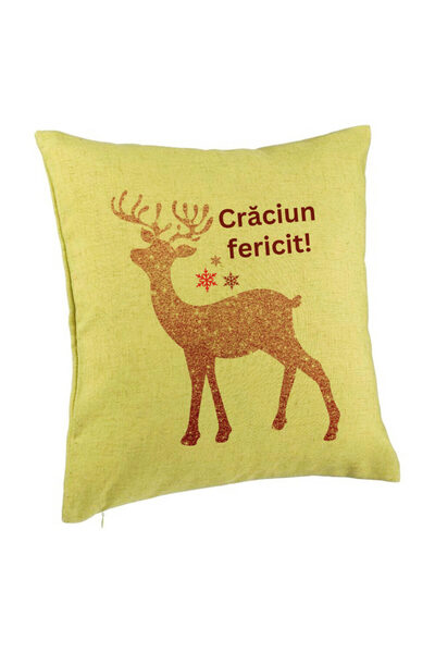 BEKZ Декоративна възглавница с коледна тематика, елени и текст 5, 40x40 см, з...