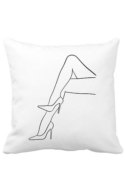 BEKZ Pillowcase Abstract Lines Woman Legs, 40x40 Cm, White, Matte