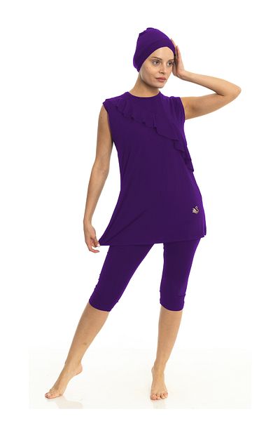 Differend Zero Sleeve Semi-Hijab Swimsuit