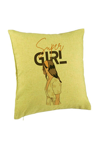 BEKZ Perna Decorativa, Model Super Girl, 40x40 cm, Verde, Husa Detasabila, Bu...