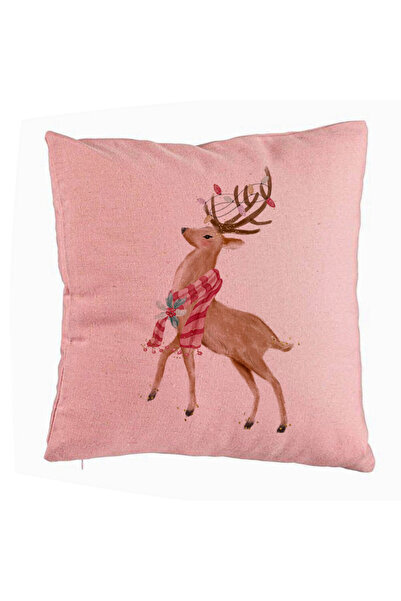 BEKZ Față de pernă de Crăciun cu reni, 2 buc., 40x40 cm, roz
