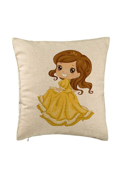 BEKZ Perna Decorativa, Model Printesa cu Coroana, 40x40 cm, Bej, Husa Detasabila, Burduf