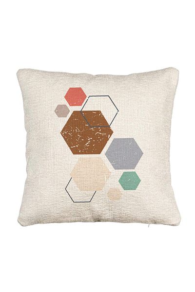 BEKZ Perna Decorativa Canapea, Model Forme Geometrice 3, Multicolor 40x40 cm, Cu fermoar
