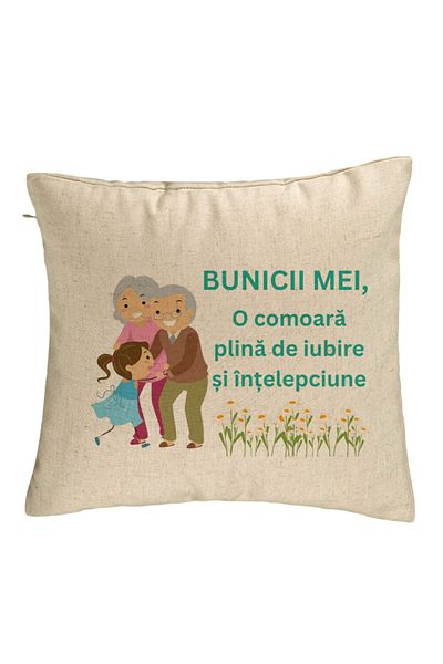 BEKZ Perna Decorativa pentru Bunici 3, 40x40 cm, Bej, Husa Detasabila, Burduf