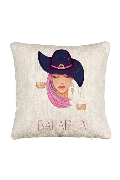 BEKZ Perna Decorativa Canapea, Model Zodia Balanta, 40x40 cm, Cu fermoar