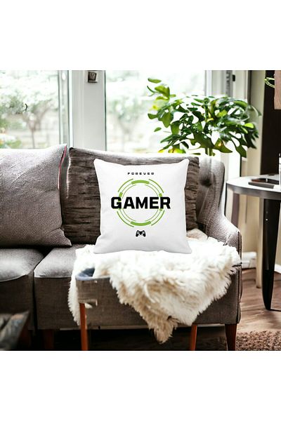 BEKZ Pillowcase, Forever Gamer, 40x40 Cm, White, Matte
