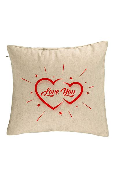 BEKZ Perna Decorativa, Model Love You, 40x40 cm, Bej, Husa Detasabila, Burduf