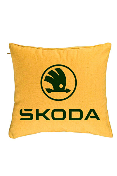 BEKZ Perna Decorativa, Model Skoda, 40x40 cm, Galben, Husa Detasabila, Burduf