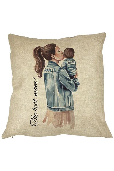 BEKZ Perna Decorativa, The Best Mom 40x40 cm, Husa Detasabila, Burduf
