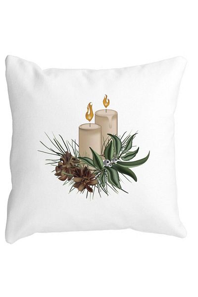 BEKZ Christmas Themed Pillowcase, Candles, 8, 40x40 Cm, White, Matte