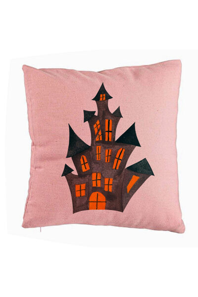 BEKZ Față de pernă cu motiv de Halloween 6, 40x40 cm, roz