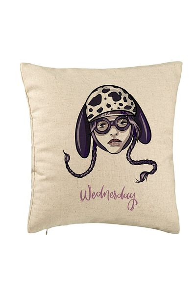 BEKZ Perna Decorativa, Model Wednesday Addams 1, 40x40 cm, Bej, Husa Detasabila, Burduf