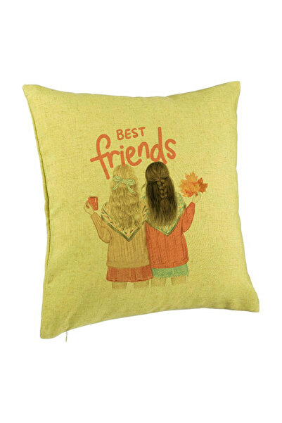 BEKZ Față de pernă, model Cei mai buni prieteni, 40x40 cm, verde